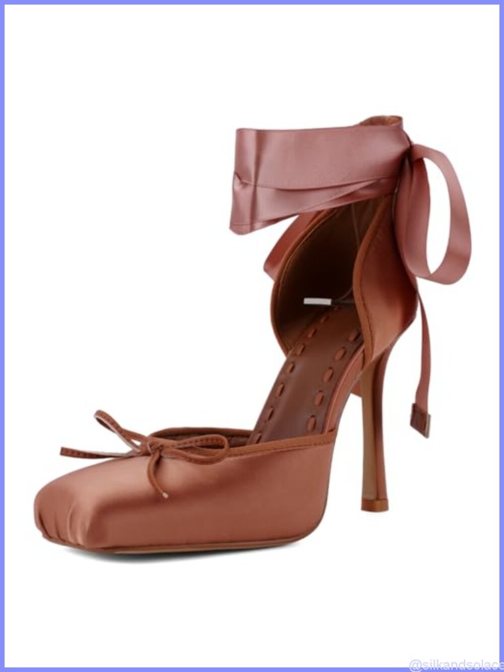 Satin Ballet Heels Lace-Up Square Toe Stiletto Pumps